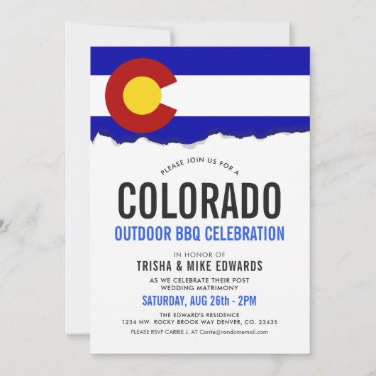 Colorado thema BBQ | Party Flag Uitnodigen Kaart (Voorkant)