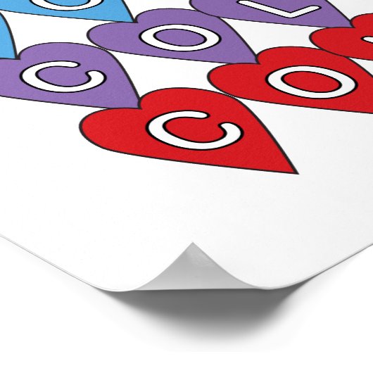 Colorado US State Hearts Kleurrijk Poster (Hoek)