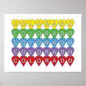 Colorado US State Hearts Kleurrijk Poster (Voorkant)