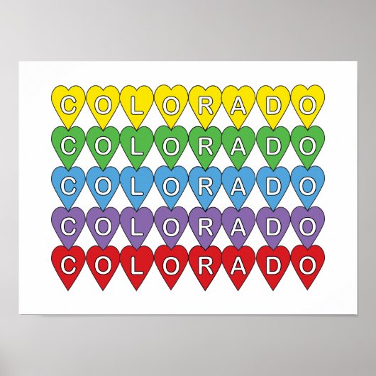 Colorado US State Hearts Kleurrijk Poster (Voorkant)