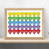 Colorado US State Hearts Kleurrijk Poster