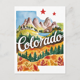 Colorado USA Staat Vorm Vintage Waterverf Briefkaart