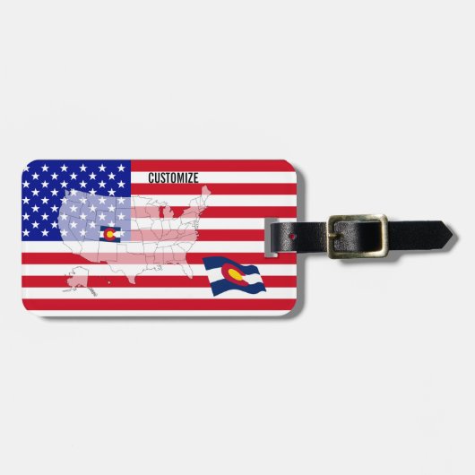 Colorado USA State Flag Map Bagagelabel (Voorkant horizontaal)