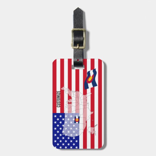 Colorado USA State Flag Map Bagagelabel (Voorkant verticaal)