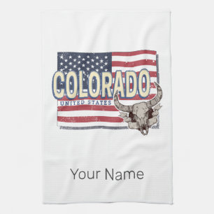 Colorado Verenigde Staten Retro State Kaart Veren Theedoek