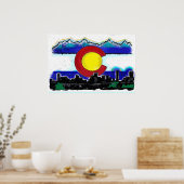 Colorado vlag artistiek denver skyline poster (Keuken)