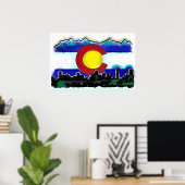 Colorado vlag artistiek denver skyline poster (Thuiskantoor)