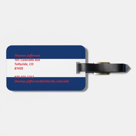 Colorado vlag bagagelabel (Achterkant horizontaal)