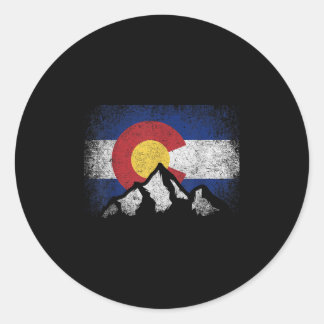 Colorado Vlag Berg Ski Winter Cadeau Wandelaar Wan Ronde Sticker