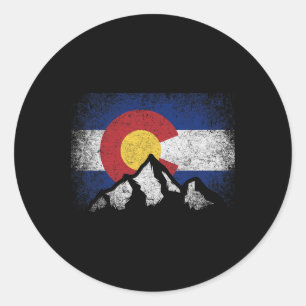 Colorado Vlag Berg Ski Winter Cadeau Wandelaar Wan Ronde Sticker