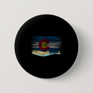 Colorado Vlag Bruine Forel Vliegvissen Visser Vi Ronde Button 5,7 Cm