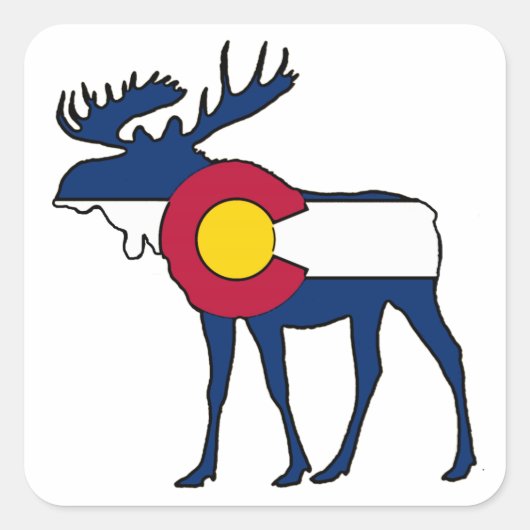 Colorado vlag eland vierkante sticker labels (Voorkant)