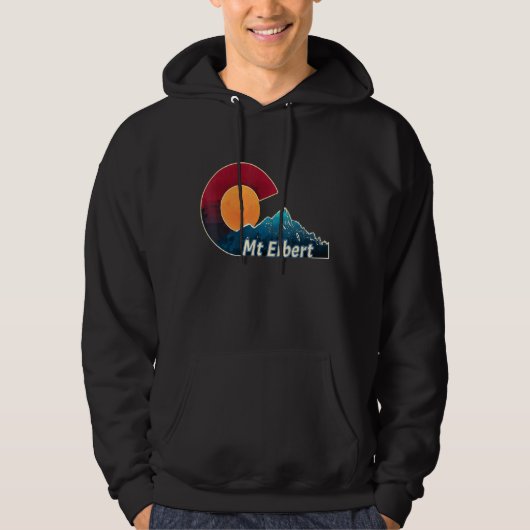 Colorado vlag en berg gestileerde Mount Elbert Hoodie (Voorkant)