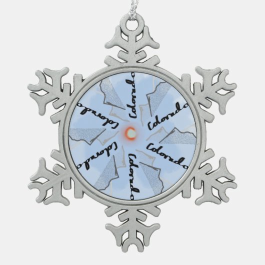 Colorado Vlag en Berg Tin Sneeuwvlok Ornament (Voorkant)