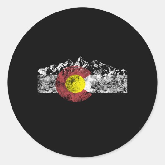 Colorado vlag en bergen Rocky Mountains Ronde Sticker (Voorkant)