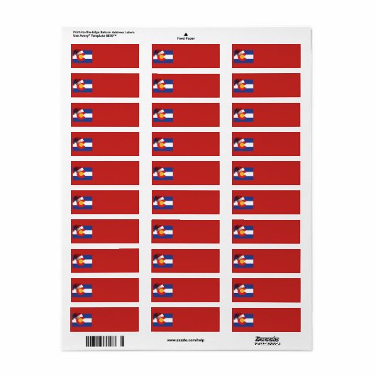 Colorado Vlag en Santa Hat Etiket (Full Sheet)