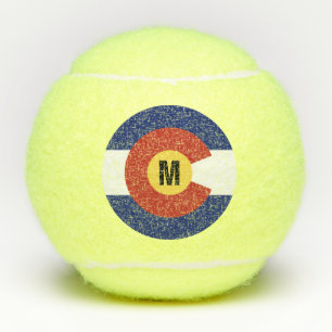 Colorado vlag, geel, monogrammen tennisballen