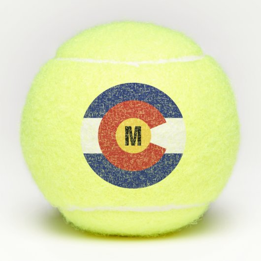 Colorado vlag, geel, monogrammen tennisballen (Voorkant)
