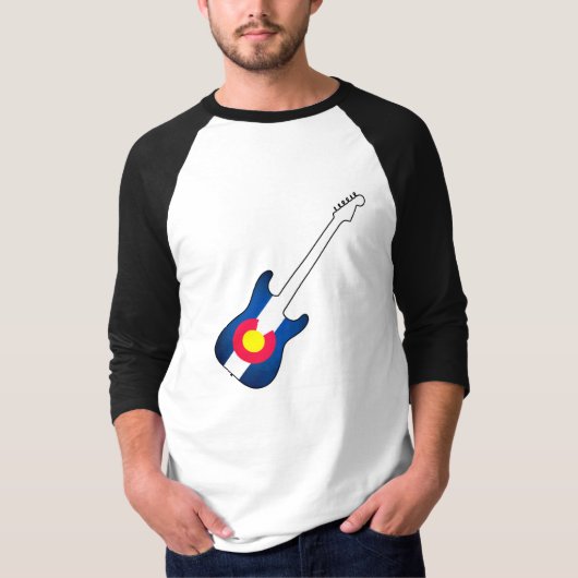 Colorado vlag gitaar mannen reglan shirt (Voorkant)
