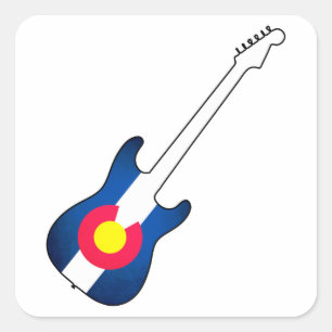 Colorado vlag gitaar vierkant sticker labels