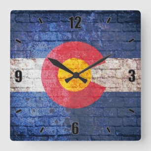 Colorado vlag grijze muur vierkante klok