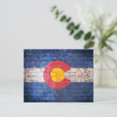 Colorado vlag grunge bakstenen muur briefkaart (Staand voorkant)