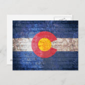 Colorado vlag grunge bakstenen muur briefkaart (Voorkant / Achterkant)