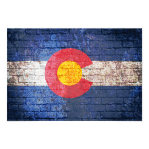 Colorado vlag grunge bakstenen muur poster