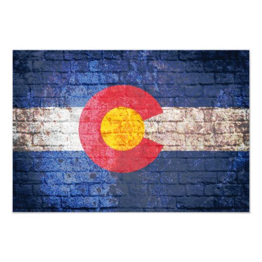 Colorado vlag grunge bakstenen muur poster (Voorkant)
