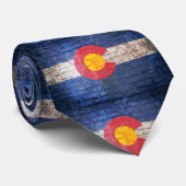 Colorado vlag grunge bakstenen muur stropdas (Opgerold)