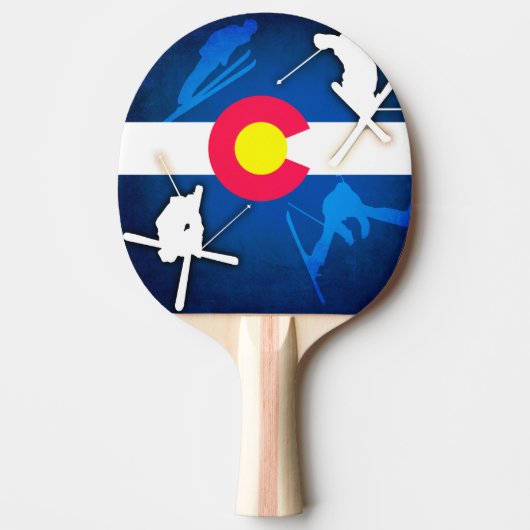 Colorado vlag grunge skier ping pong paddle tafeltennisbatje (Voorkant)