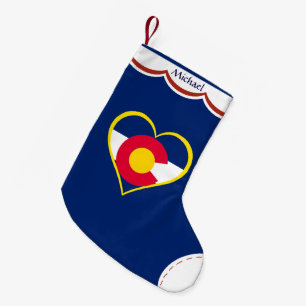 Colorado vlag hart gepersonaliseerd blauw kleine kerstsok