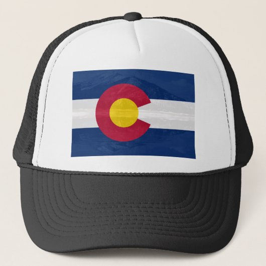 Colorado vlag met bergachtergrond trucker pet (Voorkant)
