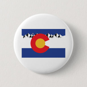 Colorado Vlag met bergen Ronde Button 5,7 Cm
