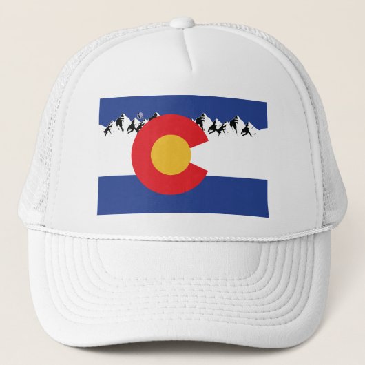 Colorado Vlag met bergen Trucker Pet (Voorkant)