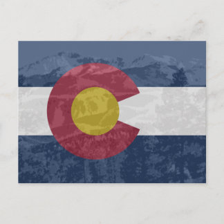 Colorado vlag met briefkaart Pikes Peak