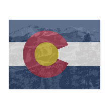 Colorado vlag met briefkaart Pikes Peak