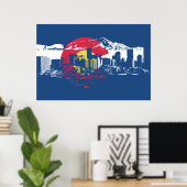 Colorado Vlag met Denver Skyline en Rockies Poster (Thuiskantoor)