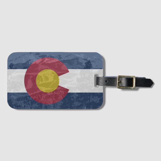 Colorado vlag met Pikes Peak Bagagelabel (Voorkant (horizontaal))