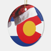 Colorado Vlag met Santa Hat Keramisch Ornament (Links)