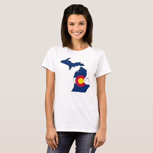 Colorado vlag Michigan omlijnde dames shirt (Voorkant volledig)