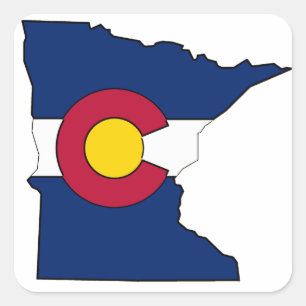 Colorado vlag Minnesota omtrek vierkante stickers