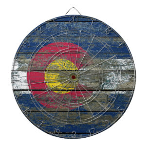 Colorado Vlag op Rough Wood Boards Effect Dartbord
