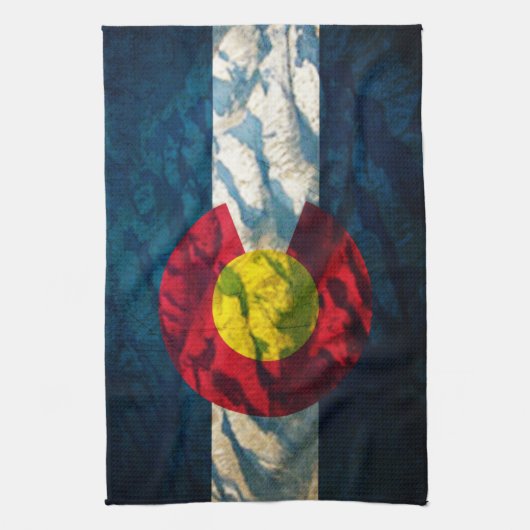 Colorado vlag Rock Mountains Theedoek (Verticaal)