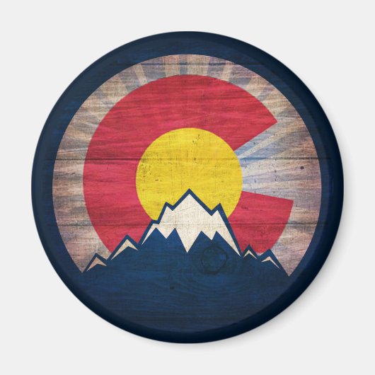 Colorado vlag rustieke houten bergmagneet magneet (Voorkant)
