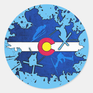 Colorado vlag ski spatten ronde stickers