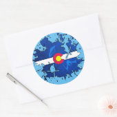Colorado vlag ski spatten ronde stickers (Envelop)