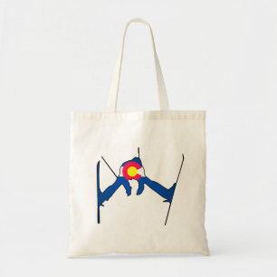 Colorado vlag skiër herbruikbare canvas tas