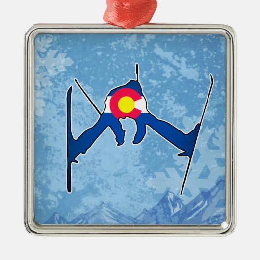 Colorado vlag skiër winterplein ornament (Voorkant)