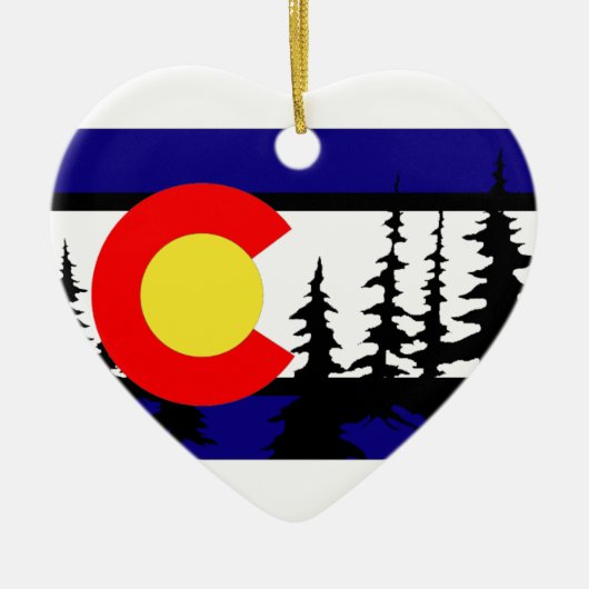Colorado Vlag Tree Silhouette Keramisch Ornament (Voorkant)
